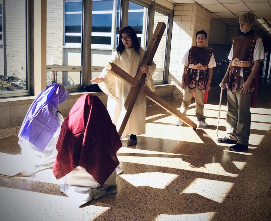 Mrs. Fredericksen’s freshmen class does Stations of the Cross for third year