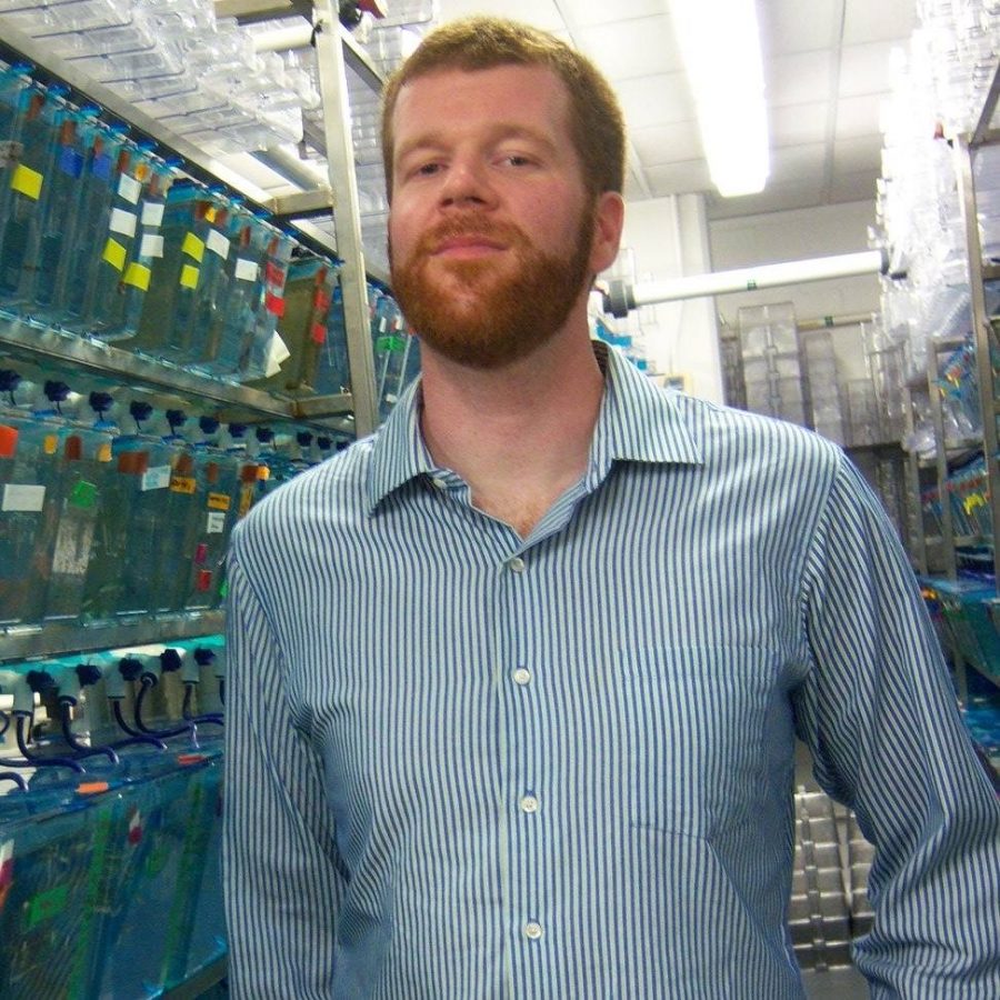 DNA Discovery. Clements  poses with his notable research at Rice University. 