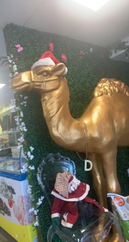 SerenDIPity’s famous llama statue decorated for the Christmas season. 